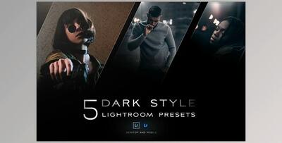 5 Dark style Lightroom presets CreativeMarket-5106345 - Includes XMP, LRTEMPLATE, DNG, PDF