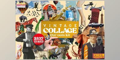 Vintage Collage Kit 2837+ Elements – CreativeMarket - 6685351
