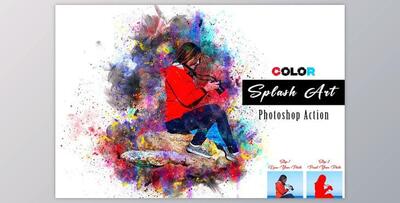 Color Splash Art Photoshop Action Creativemarket - 10877202