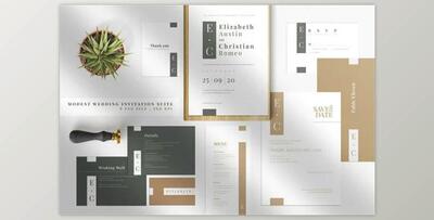Modest Wedding Invitation Suite - CreativeMarket 4666955