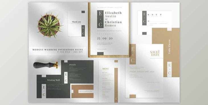 Modest Wedding Invitation Suite - CreativeMarket 4666955