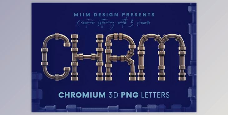 Chromium Pipes - 3D Lettering Creativemarket - 6220484