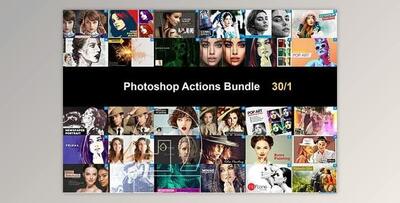 Photoshop Actions Bundle 30/1 CreativeMarket-5750510 (ATN, PAT, JPG, ABR, ZIP, ASL, CSH, PSD)