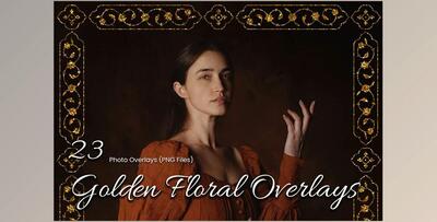 23 Golden Floral Photoshop Overlay