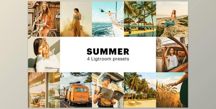 4 Summer Lightroom Presets CreativeMarket-5627714 (XMP, DNG, PDF, PNG)