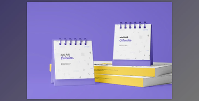 Mini Desk Calendar Mockup CreativeMarket - 6706176