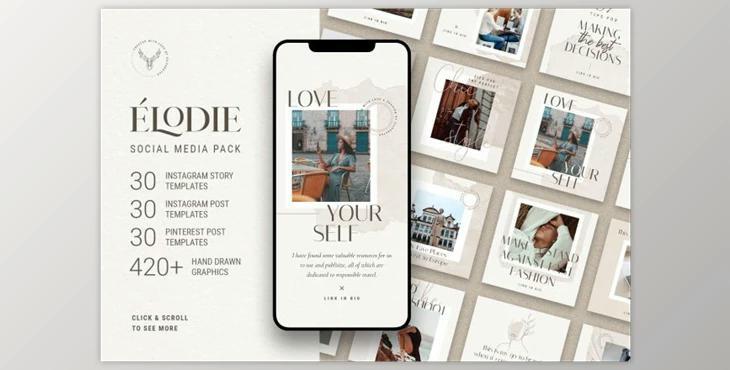 Elodie – Social Media Pack (PNG, PSD, PDF)