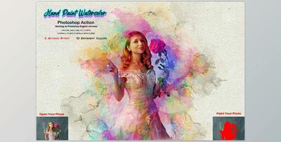 Hand Paint Watercolor Photoshop Action CreativeMarket-5628157 (ATN, PAT, ABR)