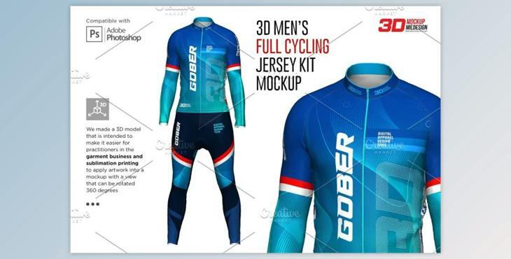 3D Men’s Full Cycling Jersey Mockup By Mildstudio (Jpg, Tiff)