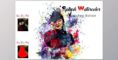 Splash Watercolor Photoshop Action CreativeMarket - 7092036