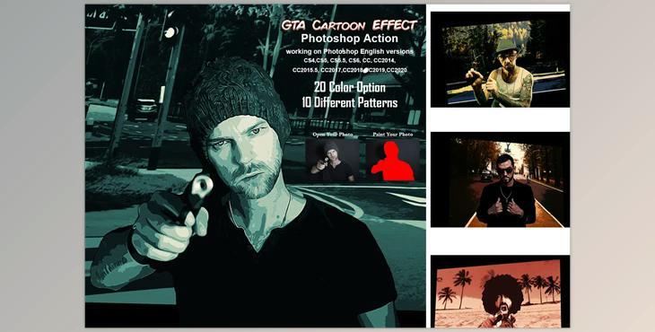 GTA Cartoon Effect Photoshop Action CreativeMarket-5485273