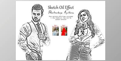 Sketch Oil Effect Photoshop Action CreativeMarket - 7811733