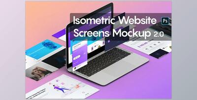 CreativeMarket Isometric Website Screens Mockup 2.0 5301223
