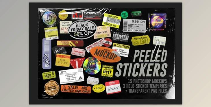 Peeled Paper Stickers (CreativeMarket – 4066433) - PSD, PNG, JPG, PDF
