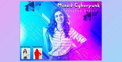 Mixed Cyberpunk Photoshop Action By Studio Retouch