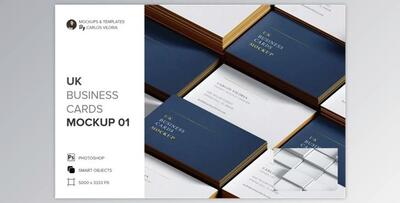 UK Business Cards Mockup 01 (PNG, PDF, PSD)