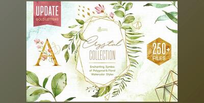 Crystal Floral & Polygonal Bundle CreativeMarket-1984341