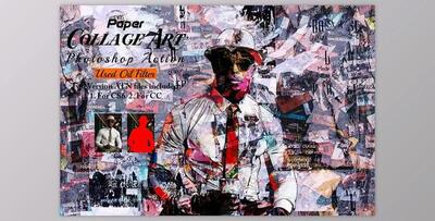 Paper Collage Art Photoshop Action - 92026506
