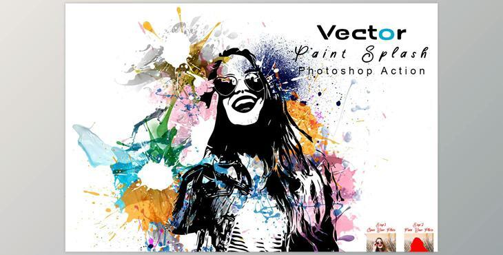 Vector Paint Splash Photoshop Action CreativeMarket - 7413816