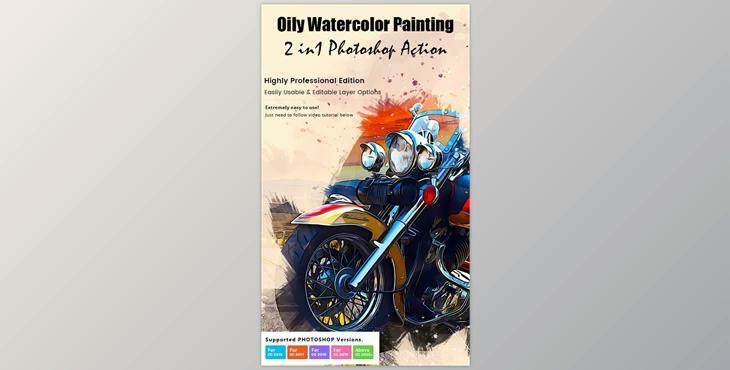 Oily Watercolor Painting Action – GraphicRiver 33758700 (ABR, PAT, ATN)