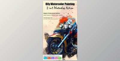 Oily Watercolor Painting Action – GraphicRiver 33758700 (ABR, PAT, ATN)