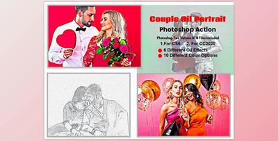 Couple Oil Portrait Photoshop Action CreativeMarket-5871930