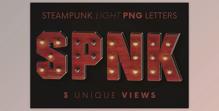 Steampunk Light - 3D Lettering Creativemarket - 6221185