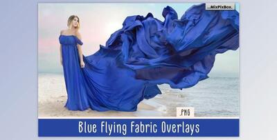 Blue Flying Fabric Overlays (PNG)