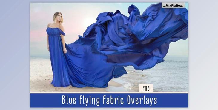 Blue Flying Fabric Overlays (PNG)