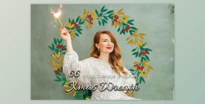 66 Xmas Wreath Photoshop Overlays