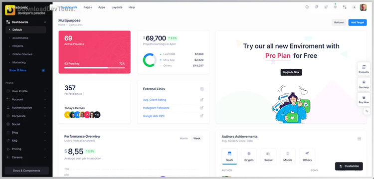 Metronic v9.1.0 for HTML, VueJS, React, Django, Blazor, Flask, Angular, ASP.Net Core 6 & Laravel Admin Dashboard Theme