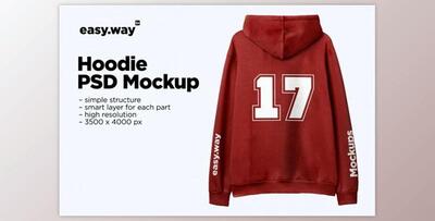 Hooded Sweatshirt Back PSD Mockup By easy.way