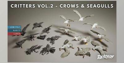Unreal Engine - Critters VOL.2 - Crows & Seagulls v5.3