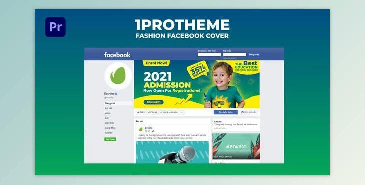 Kids School Facebook Cover Animate Mogrt 08 (Videohive 33635539)