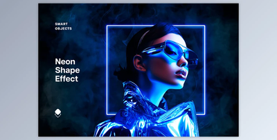 Blue Shape Neon Effect - 91973052