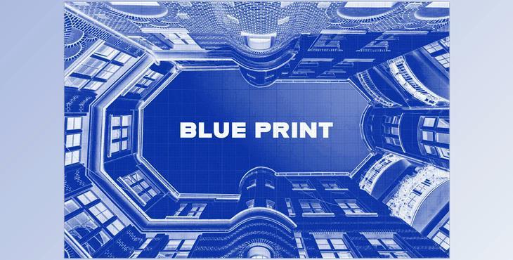 Blue Ink Print Photo Effect - 234739012