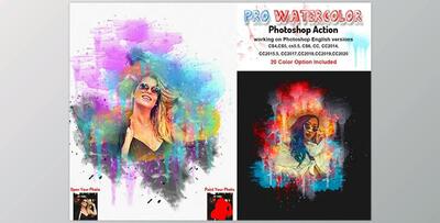 Pro Watercolor Photoshop Action CreativeMarket-5785133 (ABR, ATN)