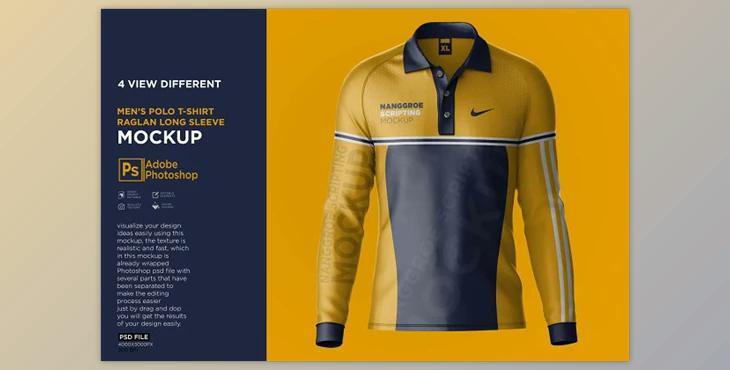 Polo T-Shirt Raglan Long Sleeve CreativeMarket - 7512557