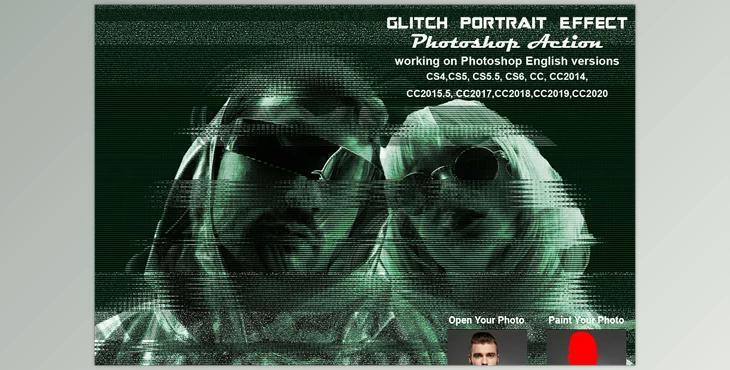 Glitch Portrait Effect PS Action CreativeMarket-5536220 (ATN)