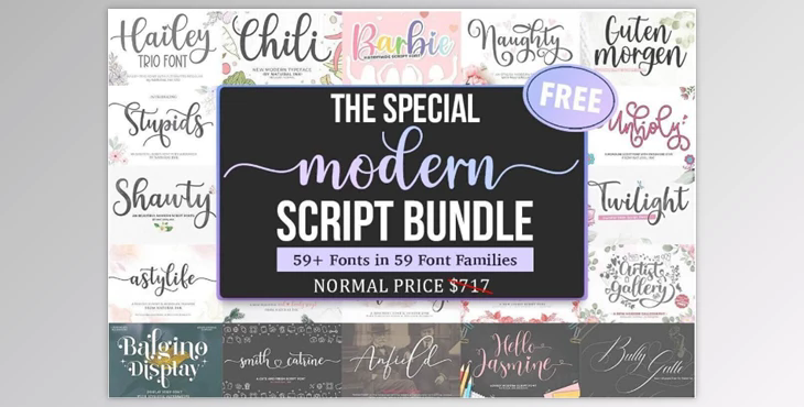 The Special Modern Script Font Bundle - 59 Premium Fonts
