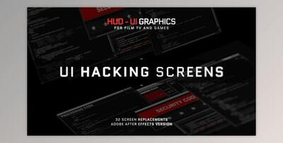 HUD - UI Hacking Screens (Videohive 36234921) - AE Project