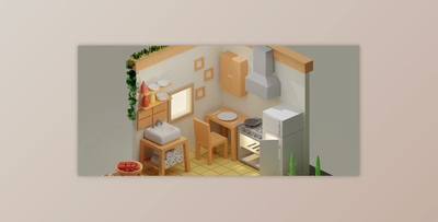 Isometric Kitchen Room Made In Blender