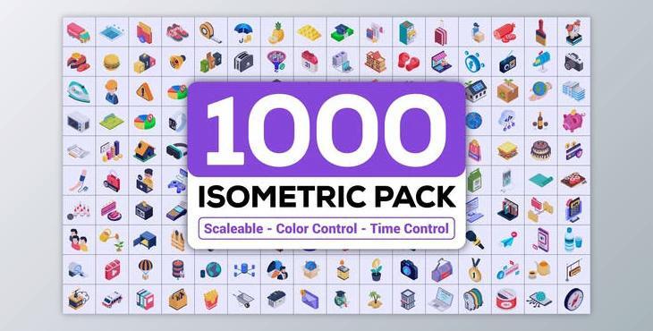 1000+ Isometric Icons Pack (Videohive 45069763) - AE Project