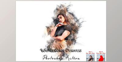 Watercolor Canvas Photoshop Action CreativeMarket - 7550556
