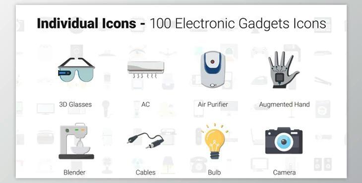 100 Electronic Gadgets Icons (Videohive 29840386) - AE Project