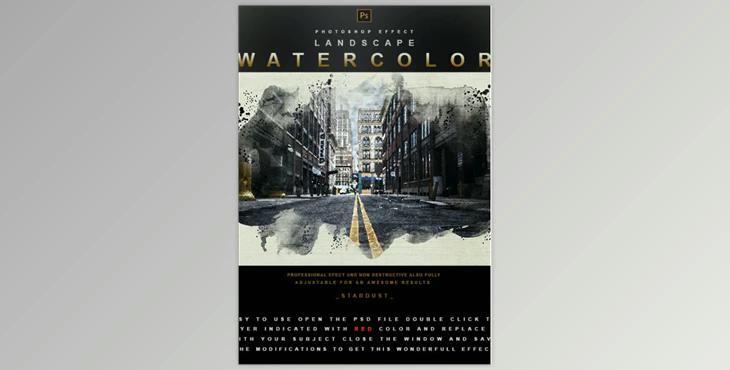 Landscape Watercolor – Photoshop Effect GraphicRiver-29914082 (PSD)