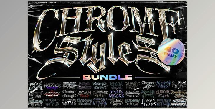 Chrome Text Styles Bundle CreativeMarket-6045441 (PSD)