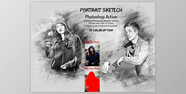 Portrait Sketch Photoshop Action By Studio Retouch
