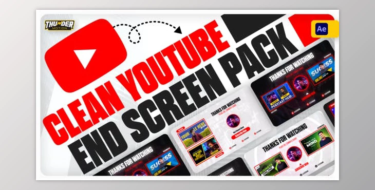 Clean YouTube End Screen Pack (Videohive 48761382) - AE Project