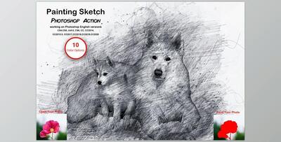 Painting Sketch Photoshop Action CreativeMarket-5611943